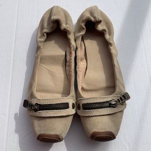 Bakers Tan suede zipper flats, size 8, GUC